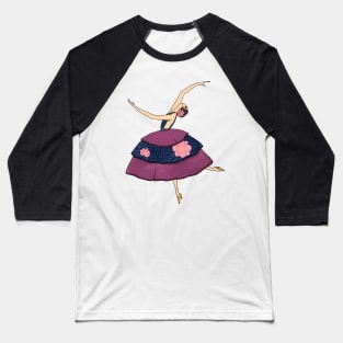 Vintage Ballet Girl Baseball T-Shirt